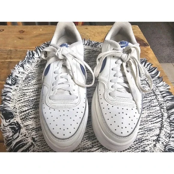 Nike Court Vision Alta Sail/D-Blue Women's Leather Sneakers - Size 7.5 - Picture 6 of 13